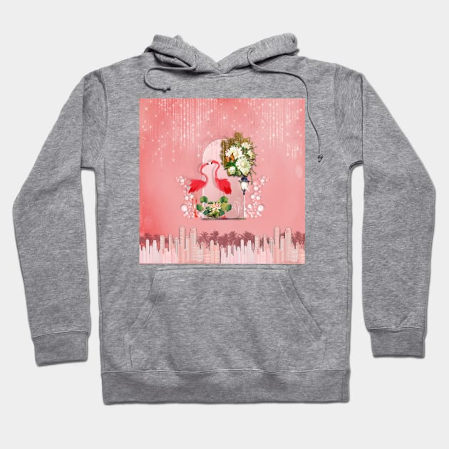 Wonderful flamingos with tropical flowers Hoodie by Nicky2342